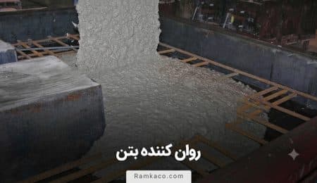 استفاده از روان کننده بتن برای بهبود عملیات بتن ریزی و افزایش دوام سازه. روان کننده بتن در حال پاشش در پروژه ساختمانی.