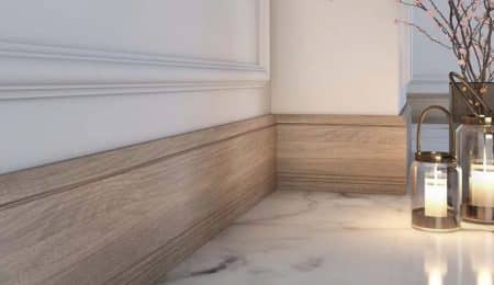 نصب قرنیز PVC در کنار دیوار و کف با طراحی مدرن و زیبا.
